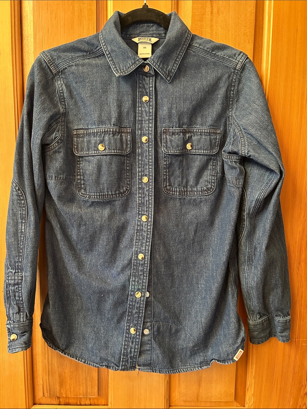 Duluth Trading Co Dark Blue Denim Button-Down Shirt